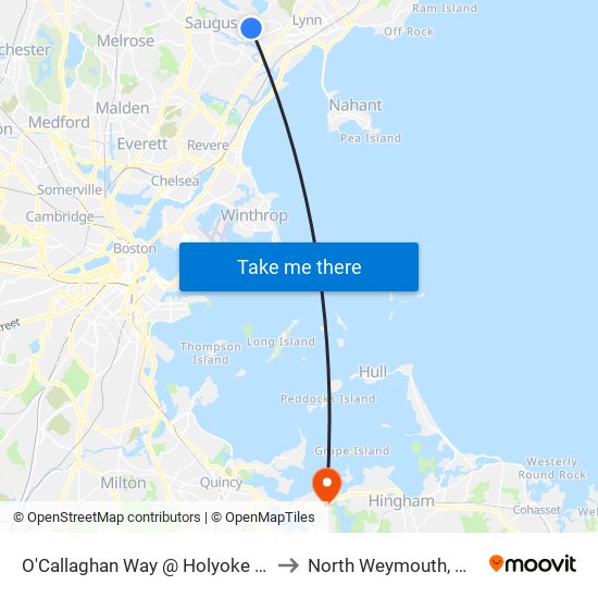 O'Callaghan Way @ Holyoke St to North Weymouth, MA map