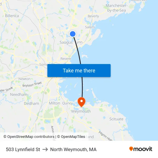 503 Lynnfield St to North Weymouth, MA map