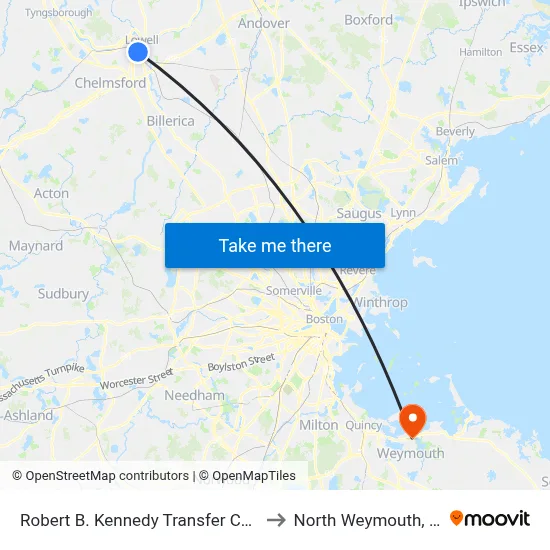Robert B. Kennedy Transfer Center to North Weymouth, MA map