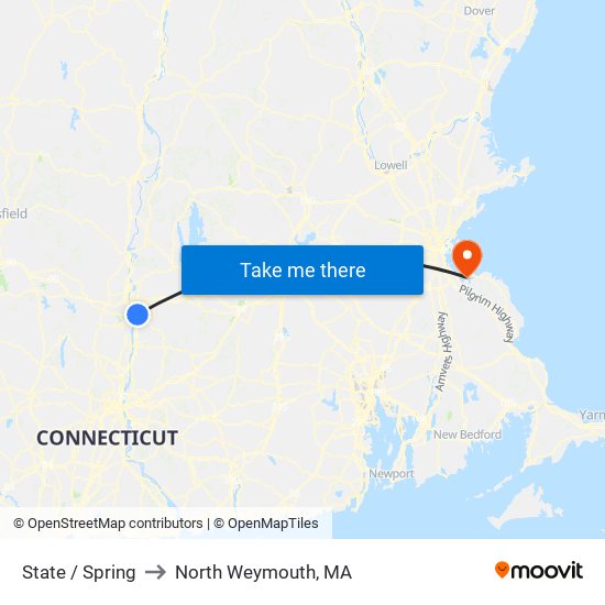 State / Spring to North Weymouth, MA map