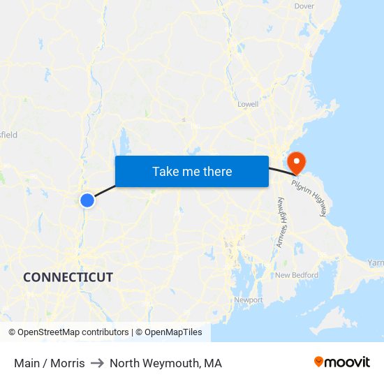 Main / Morris to North Weymouth, MA map