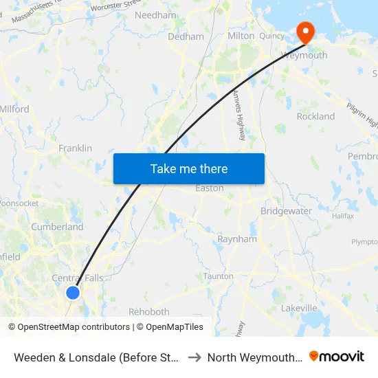 Weeden & Lonsdale (Before Sturman) to North Weymouth, MA map