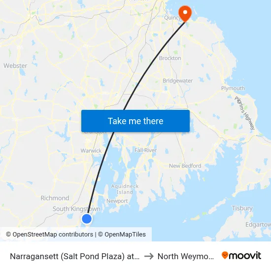 Narragansett (Salt Pond Plaza) at Stop & Shop to North Weymouth, MA map