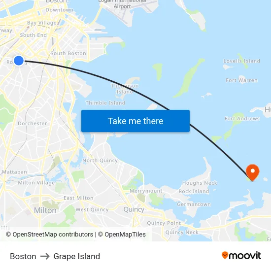 Boston to Grape Island map