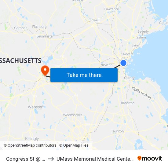 Congress St @ Haymarket Sta to UMass Memorial Medical Center - Children's Medical Center map