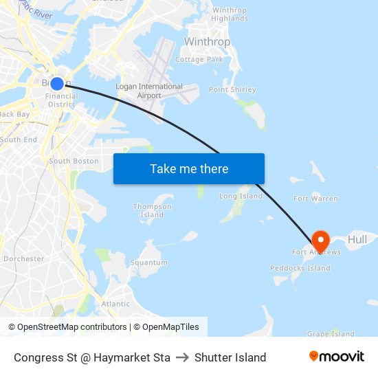 Congress St @ Haymarket Sta to Shutter Island map