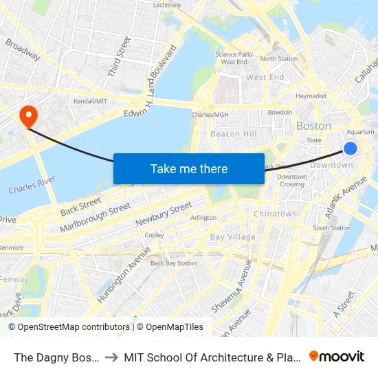 The Dagny Boston to MIT School Of Architecture & Planning map