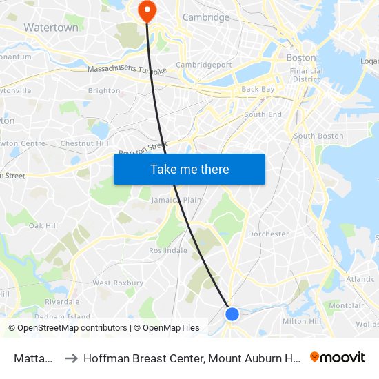 Mattapan to Hoffman Breast Center, Mount Auburn Hospital map