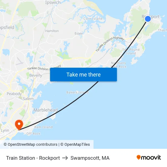 Train Station - Rockport to Swampscott, MA map