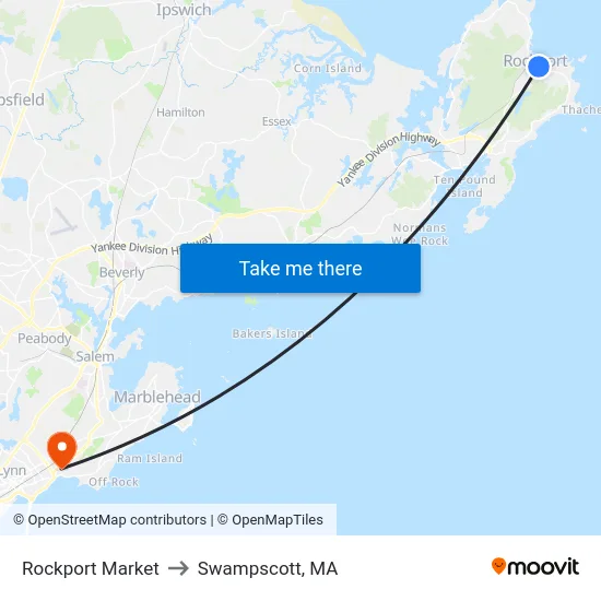 Rockport Market to Swampscott, MA map