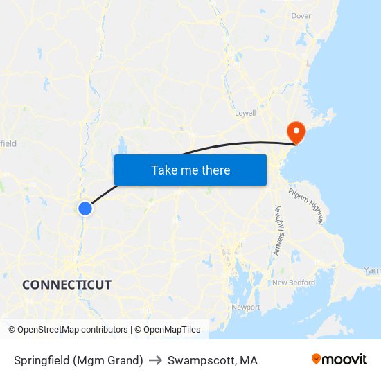 Springfield (Mgm Grand) to Swampscott, MA map