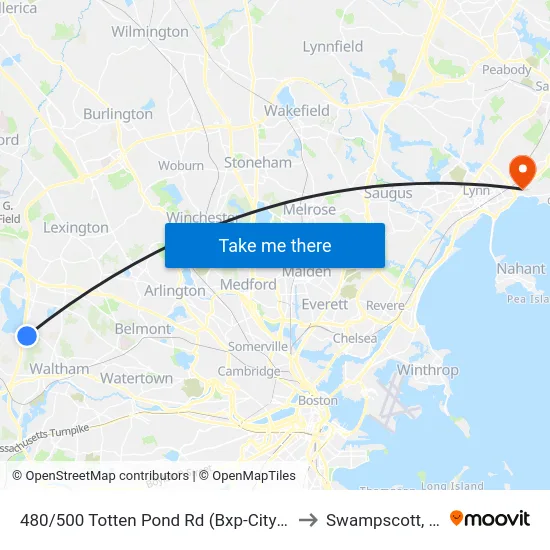 480/500 Totten Pond Rd  (Bxp-Citypoint) to Swampscott, MA map