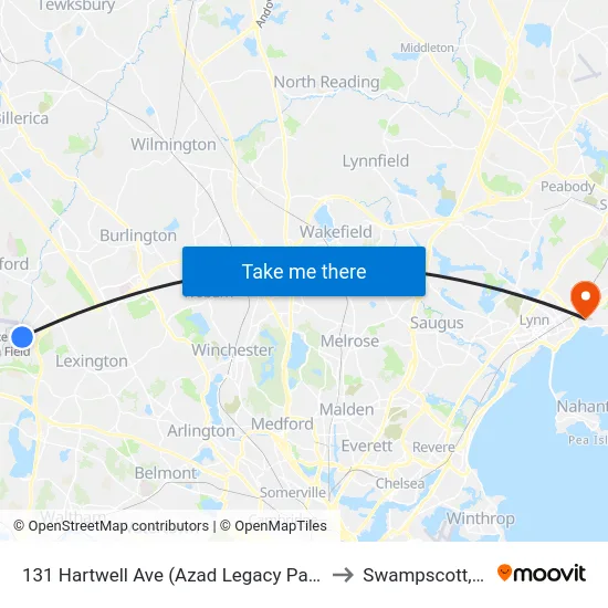 131 Hartwell Ave  (Azad Legacy Partners) to Swampscott, MA map