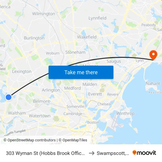303 Wyman St  (Hobbs Brook Office Park) to Swampscott, MA map