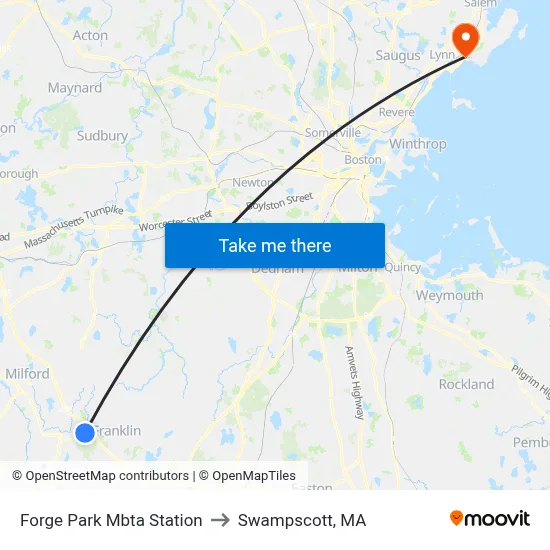 Forge Park Mbta Station to Swampscott, MA map
