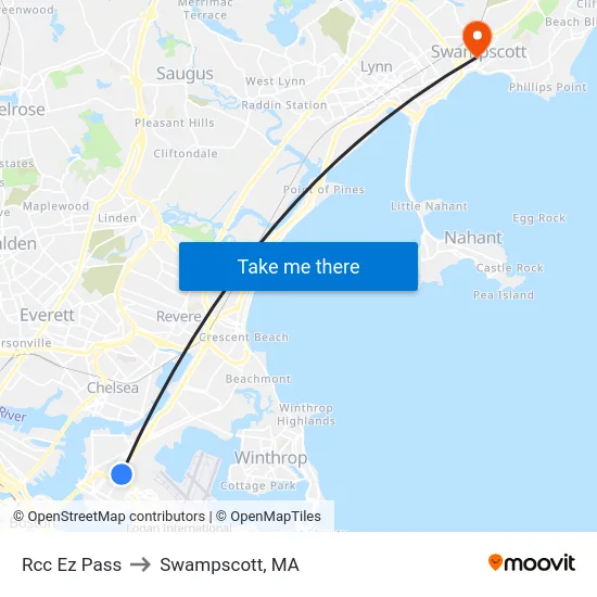 Rcc Ez Pass to Swampscott, MA map