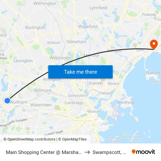 Main Shopping Center @ Marshall's to Swampscott, MA map