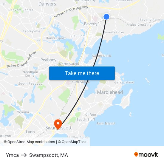 Ymca to Swampscott, MA map