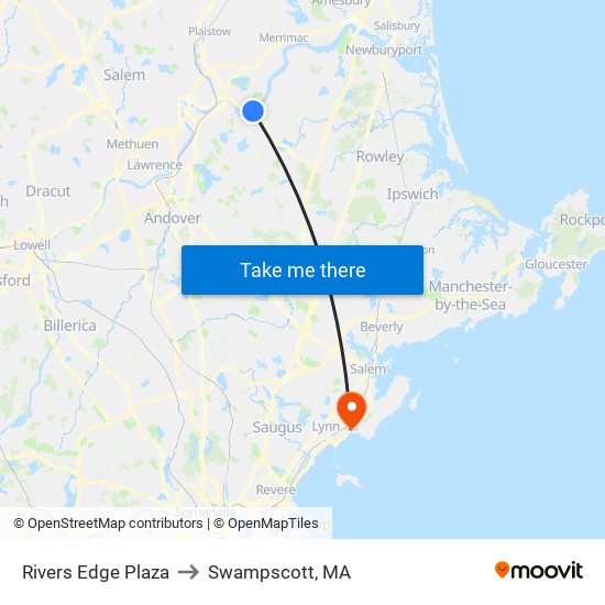 Rivers Edge Plaza to Swampscott, MA map