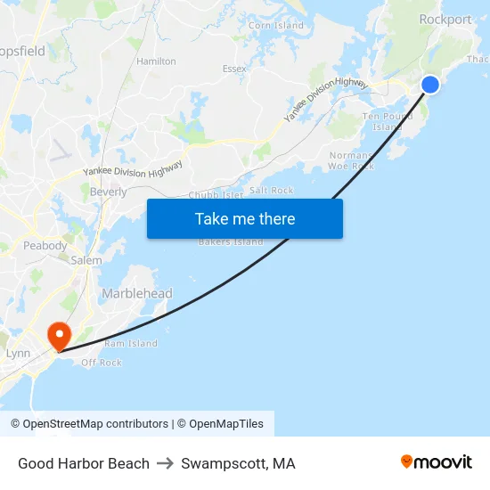 Good Harbor Beach to Swampscott, MA map