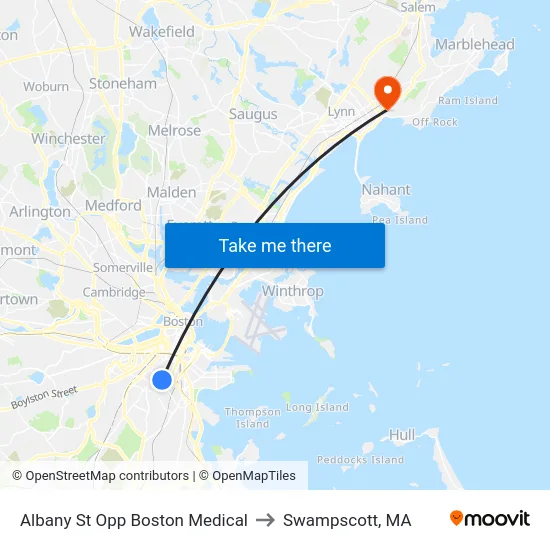 Albany St Opp Boston Medical to Swampscott, MA map