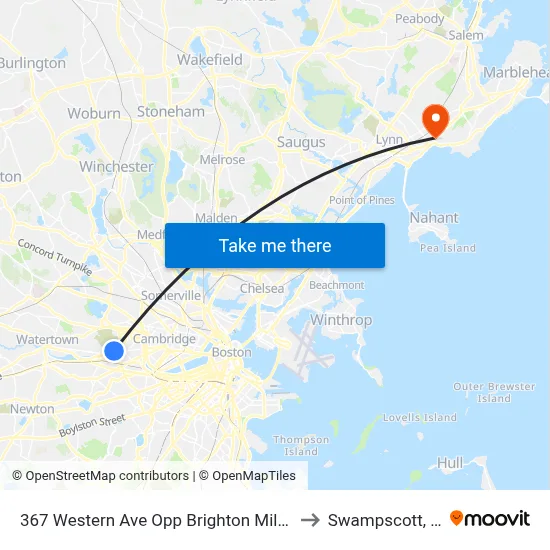 367 Western Ave Opp Brighton Mills Mall to Swampscott, MA map