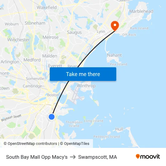 South Bay Mall Opp Macy's to Swampscott, MA map