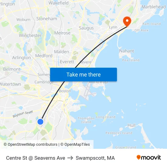 Centre St @ Seaverns Ave to Swampscott, MA map