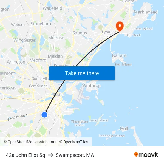 42a John Eliot Sq to Swampscott, MA map