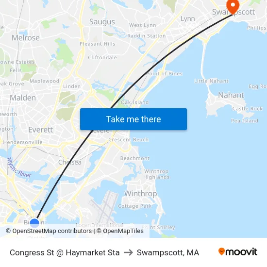 Congress St @ Haymarket Sta to Swampscott, MA map