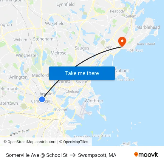 Somerville Ave @ School St to Swampscott, MA map