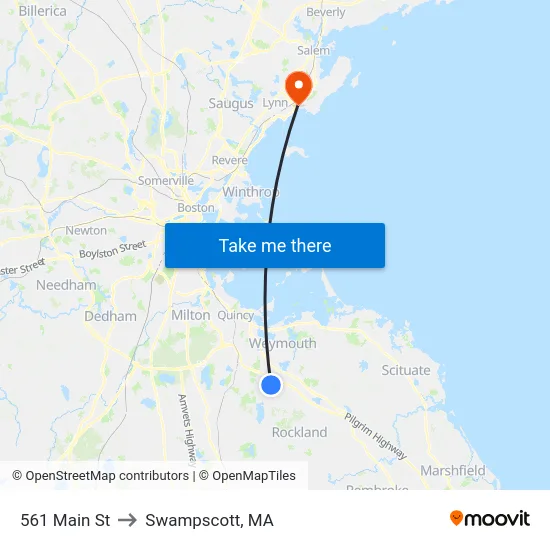 561 Main St to Swampscott, MA map