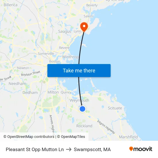 Pleasant St Opp Mutton Ln to Swampscott, MA map
