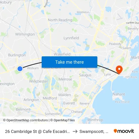 26 Cambridge St @ Cafe Escadrille to Swampscott, MA map