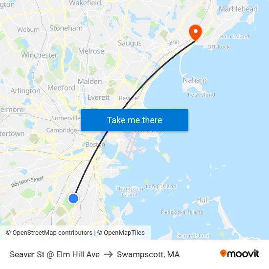 Seaver St @ Elm Hill Ave to Swampscott, MA map