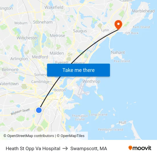 Heath St Opp Va Hospital to Swampscott, MA map