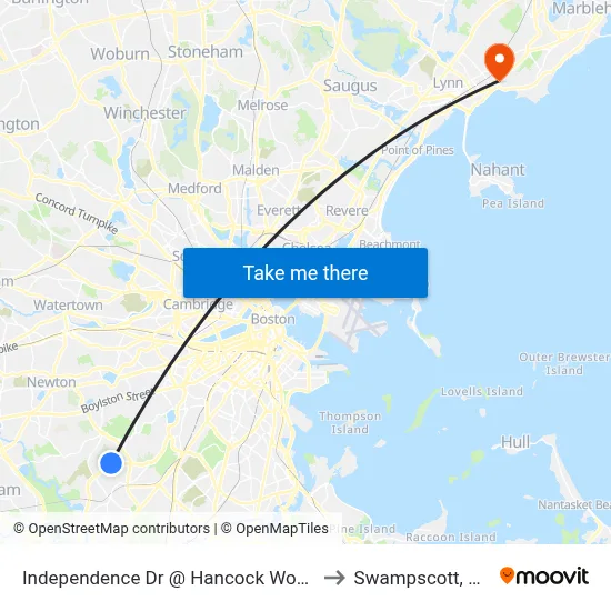 Independence Dr @ Hancock Woods to Swampscott, MA map