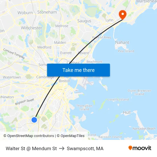 Walter St @ Mendum St to Swampscott, MA map