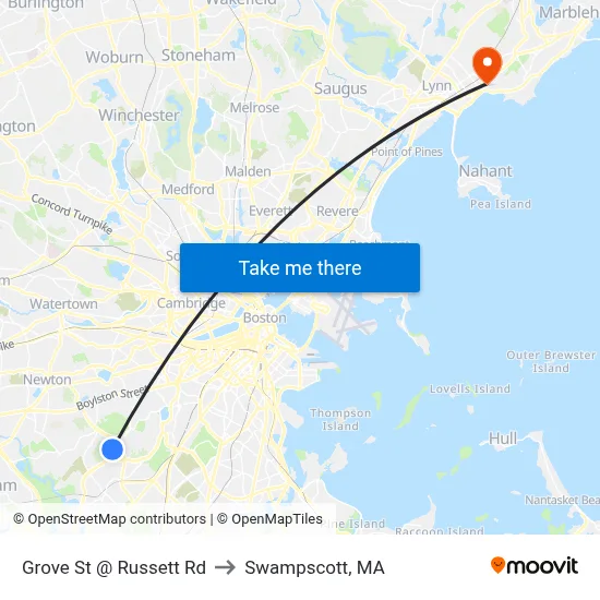 Grove St @ Russett Rd to Swampscott, MA map