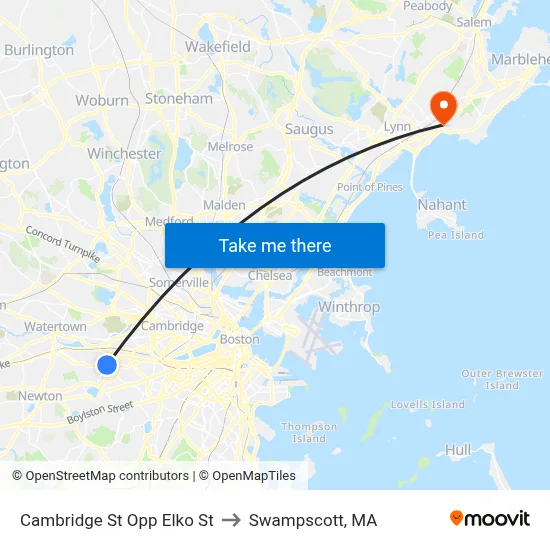 Cambridge St Opp Elko St to Swampscott, MA map