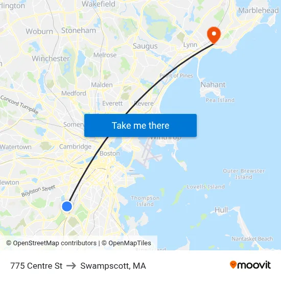 775 Centre St to Swampscott, MA map