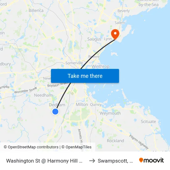 Washington St @ Harmony Hill Way to Swampscott, MA map