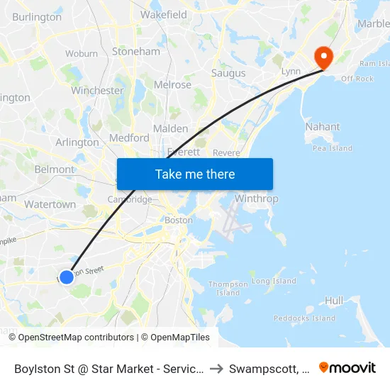 Boylston St @ Star Market - Service Rd to Swampscott, MA map