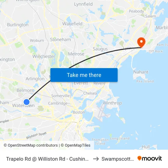 Trapelo Rd @ Williston Rd - Cushing Square to Swampscott, MA map