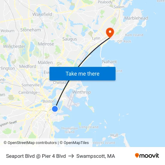 Seaport Blvd @ Pier 4 Blvd to Swampscott, MA map