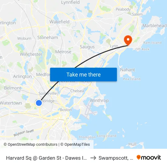 Harvard Sq @ Garden St - Dawes Island to Swampscott, MA map
