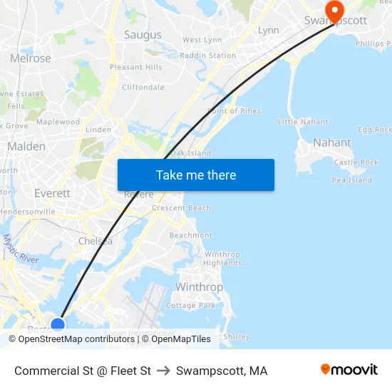 Commercial St @ Fleet St to Swampscott, MA map