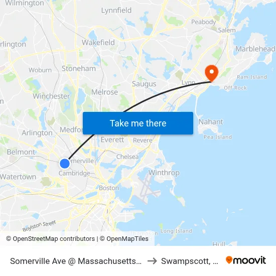 Somerville Ave @ Massachusetts Ave to Swampscott, MA map