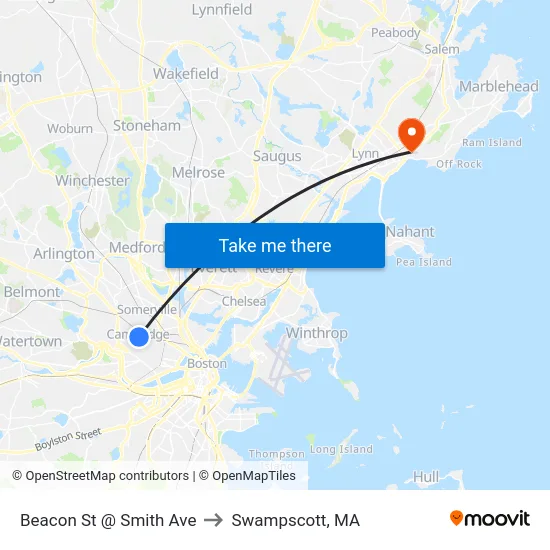 Beacon St @ Smith Ave to Swampscott, MA map