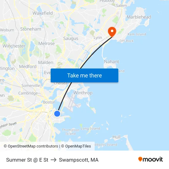 Summer St @ E St to Swampscott, MA map